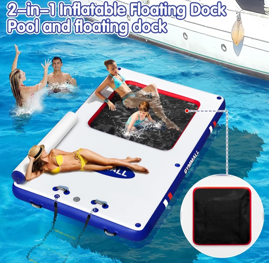 PACK 2A:    1 PLATAFORMA RIGIDA HINCHABLE ACUATICA, CON ZONA DE MALLA (3m X 180m)